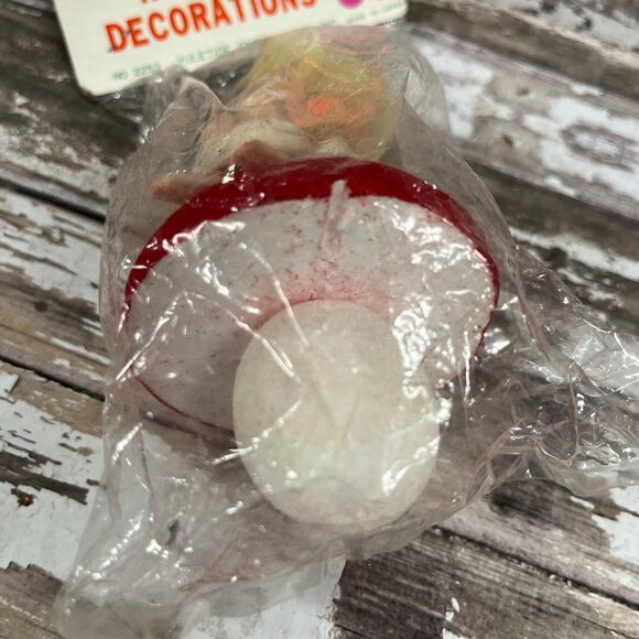 Vintage Christmas Yuletide Pixie Elf Knee Hugger on Mushroom Ornament - Picture 6 of 10